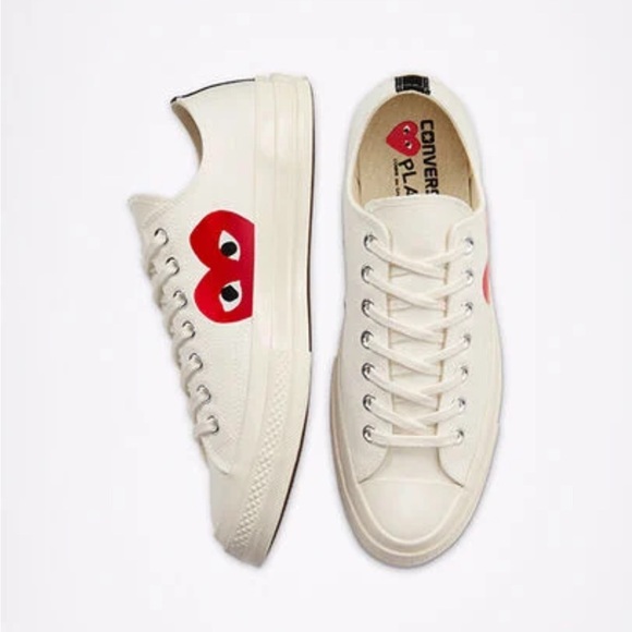 White Converse x PLAY Comme des Garçons Chuck 70 Size 8 Men’s, Women’s 10 CDG - Picture 1 of 5